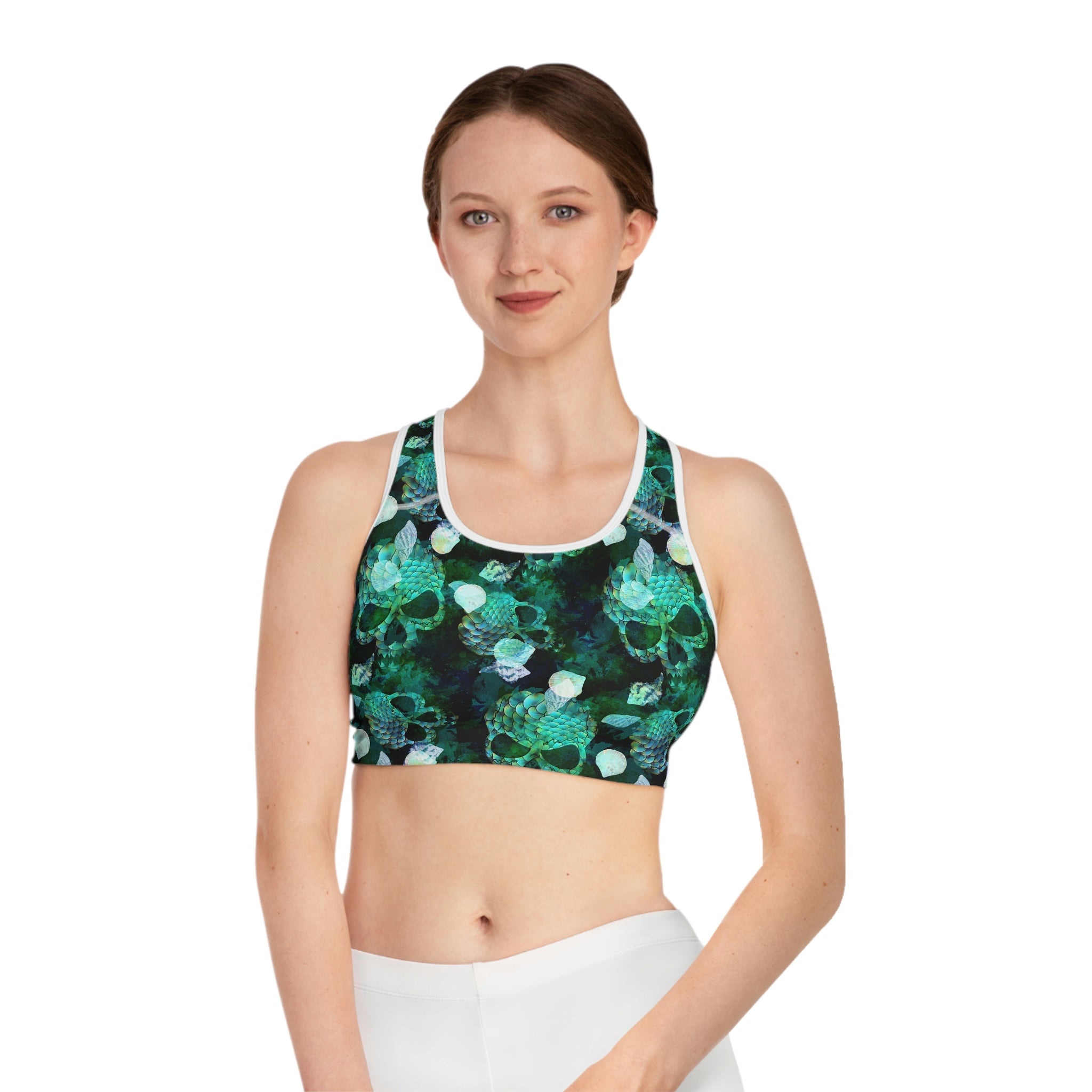 Watercolor Marine Skulls Sports Bra